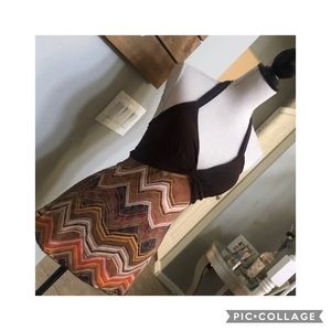 Brown Orange Shimmer Halter Top